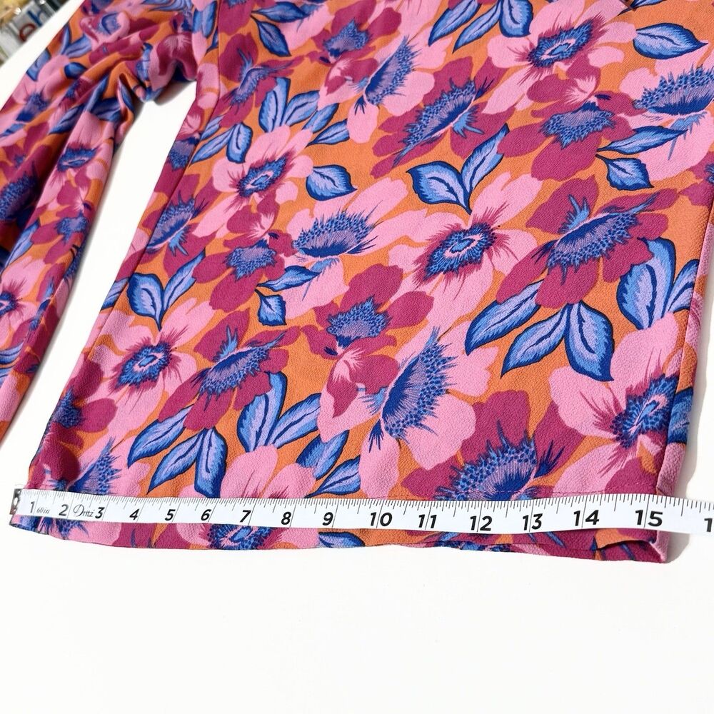 Rose + Olive Floral Wide Leg Cropped Pants Size 2X Pull On Pink Orange Blue - Picture 12 of 12